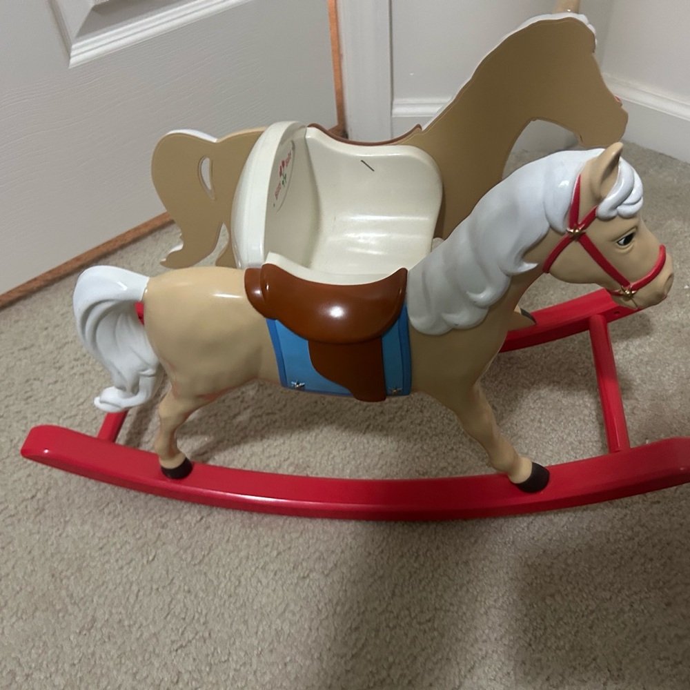 American Girl bitty baby RARE windup musical rocking horse
